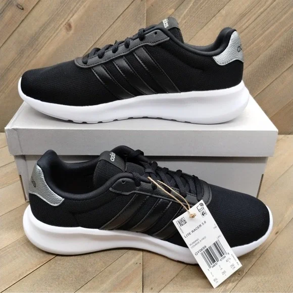 Adidas Lite Racer 3.0 Running Shoes - Comfort, Lightweight, Black, Size 8.5 - Picture 2 of 7